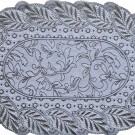 Oval spisebrikke i plast 30×45 cm, hvit og sølv thumbnail