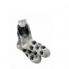 Ullsokker str. 37–39 kattemotiv, hvit og svart thumbnail