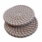 Glassbrikker - 2 stk ø11 cm, beige og hvit thumbnail