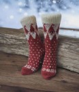 Håndstrikkede ullsokker str. 39–40 med julemotiv thumbnail