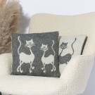 Pynteputetrekk i ull med kattemotiv 40×40 cm, grå thumbnail