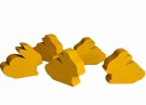Påskeharer i tre 5 stk. Gul 4 cm thumbnail