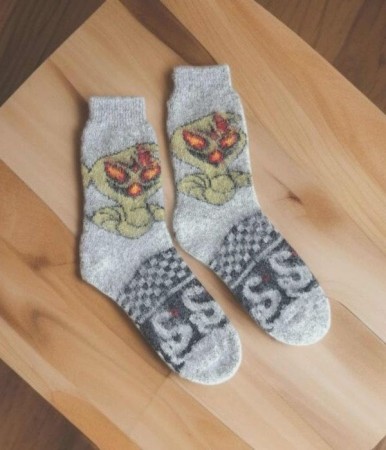 Ullsokker i flerfarget mønster str. 37–39