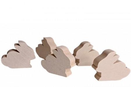 Påskeharer i tre 5 stk, beige 