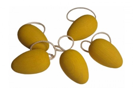 Påskeegg i tre 5 stk, gul