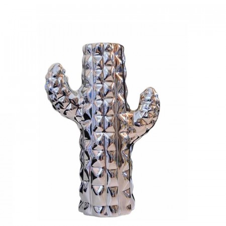 Vase kaktus sølv, 14,5 cm