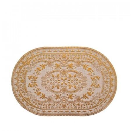Oval spisebrikke i plast 30×45 cm, beige og gull