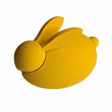 Påskehare i tre gul 7×5 cm