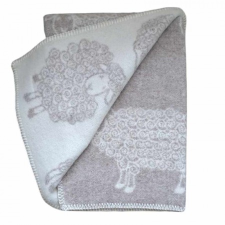 Barnepledd 90×130 cm, beige med sauemotiv