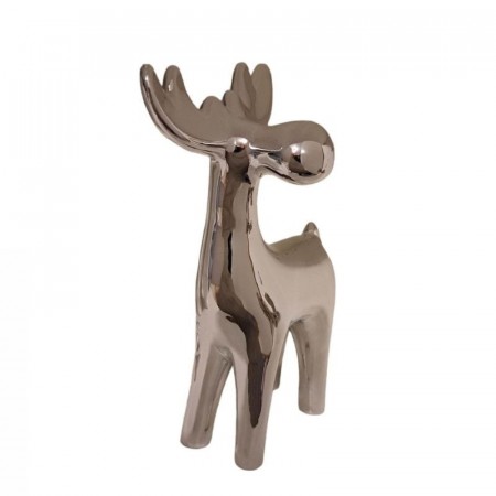 Dekorasjon hjort sølv 20 cm