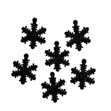 Hengende snøkrystaller svart 6 stk