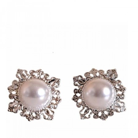 Serviettringer med hvite perler 2 pk, ø 4 cm