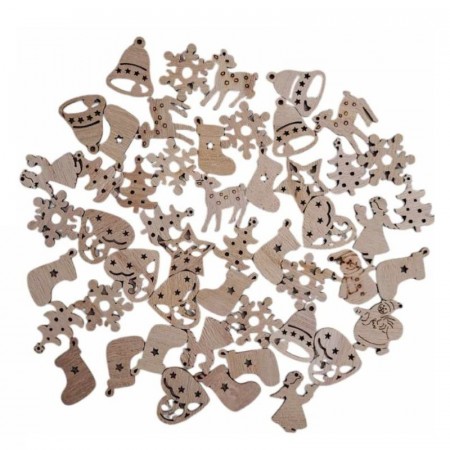 Julepynt i tre 50 stk 2,7-3,3 cm