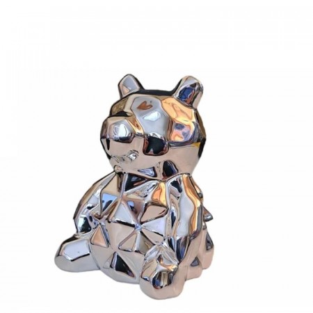 Dekorasjon bamse sølv, 10 cm