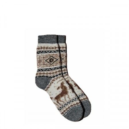 Ullsokker med reinsdyrmotiv str. 34–36