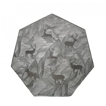 Bordbrikke med reinsdyrmotiv - ø38cm, sølv