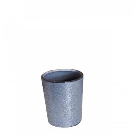 Telysholder i glass - sølv, 6 cm